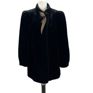 Vintage Sasson 80's New York Paris Faux Fur Black Swing Coat size 12 Union Made